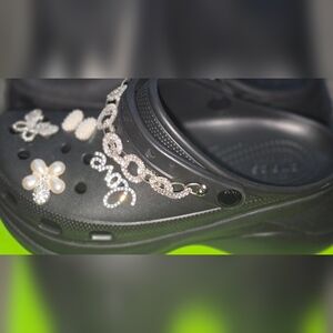 CROCS Black Jeweled Mega Platform Clog with Silver Charms